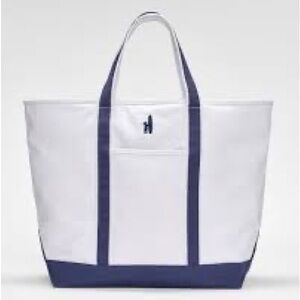 johnnie-O Canvas Tote Bag in Cream and Navy